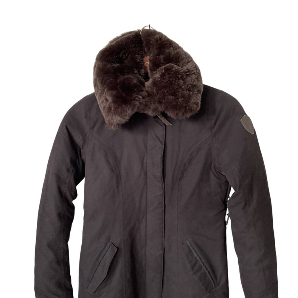 Women's Nobis Lady Taylor Navy/Brown Fur-Collar Coat - Picture 8 of 16